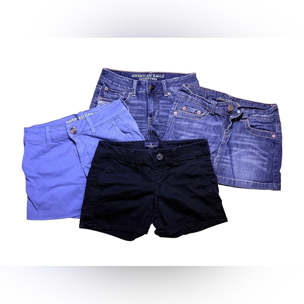 American Eagle Outfitters Women's Jean 3 Shorts and 1 Skirt- Black and Blue